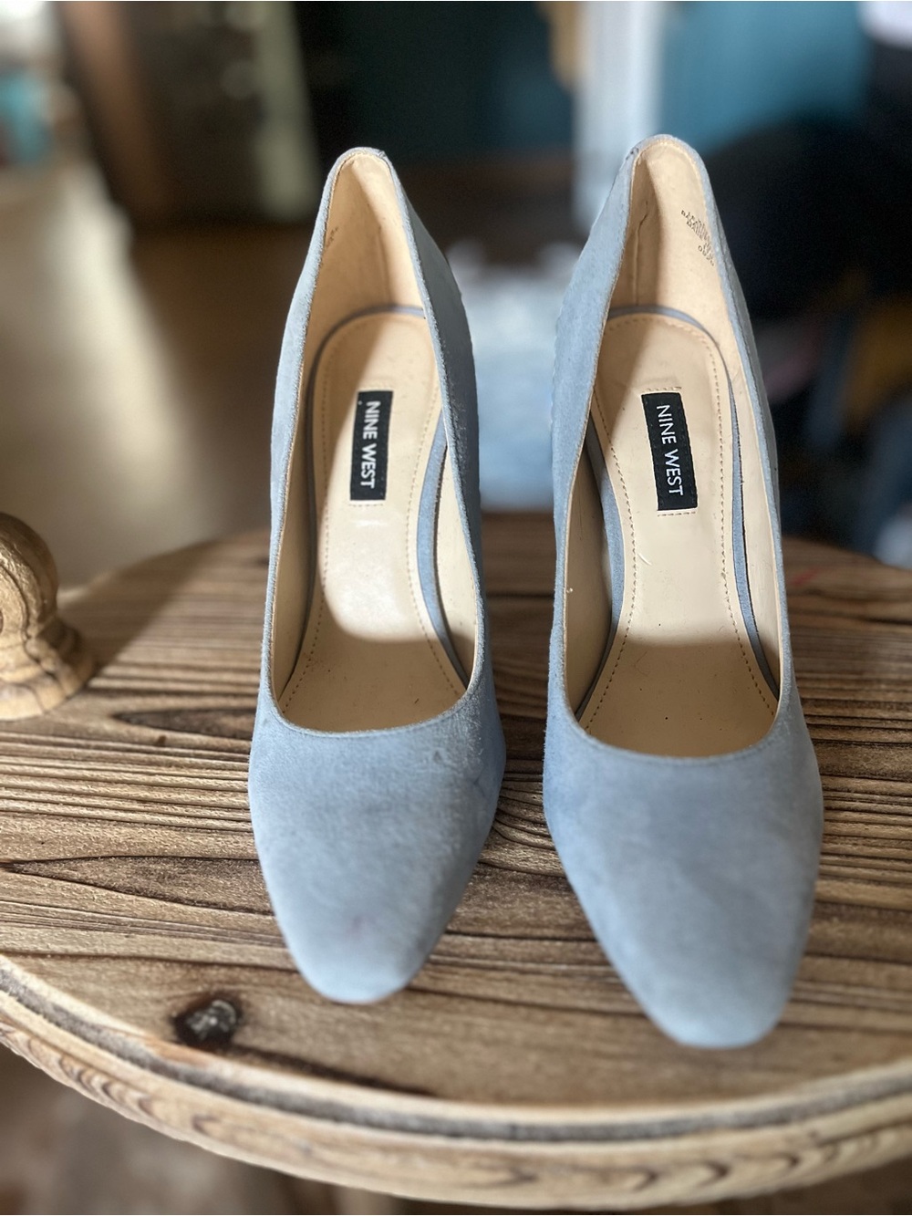 Nine West Soft Blue Suede Pointed Toe Pumps